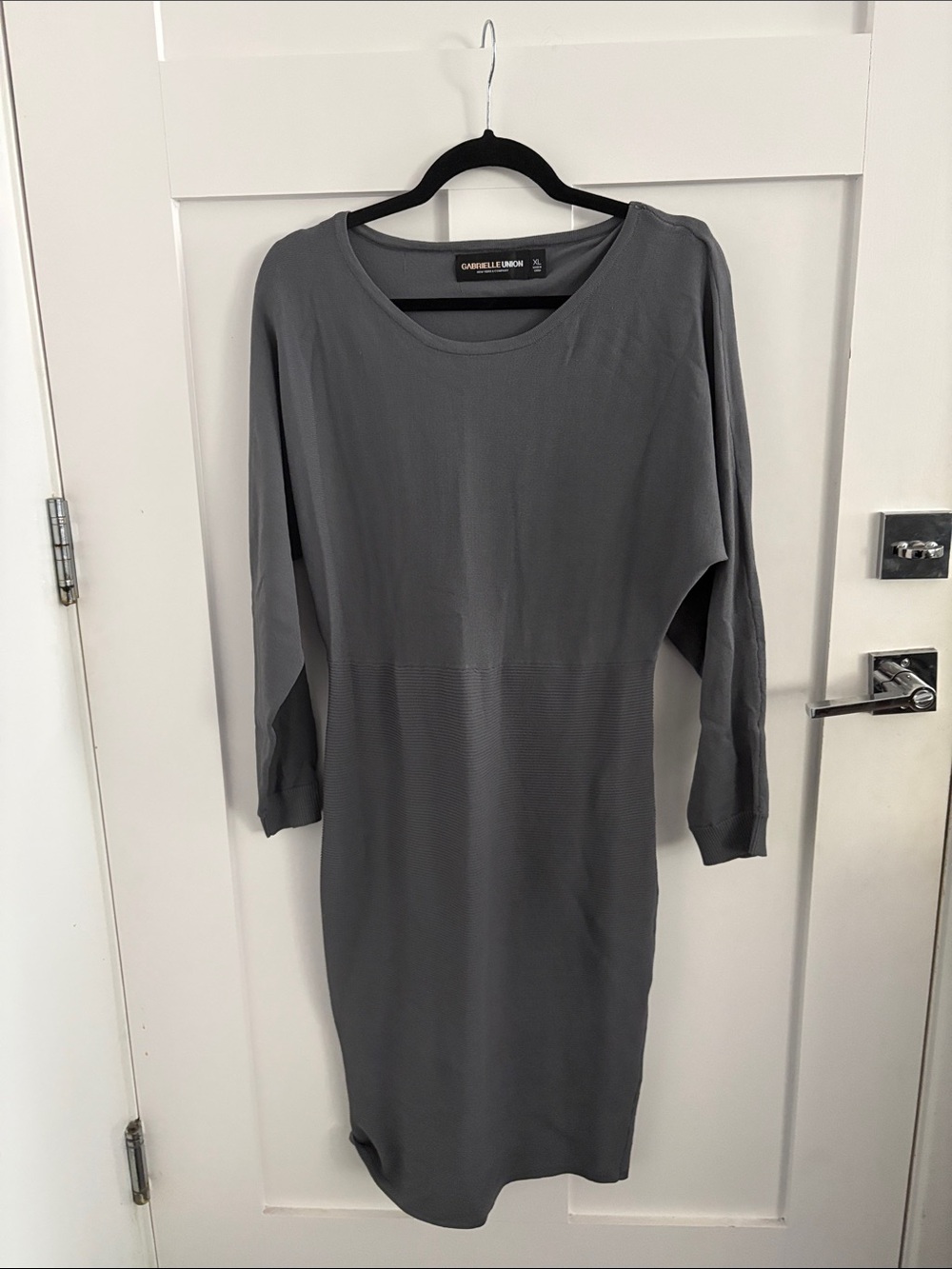 New York & Company Gray Midi Knit Dress